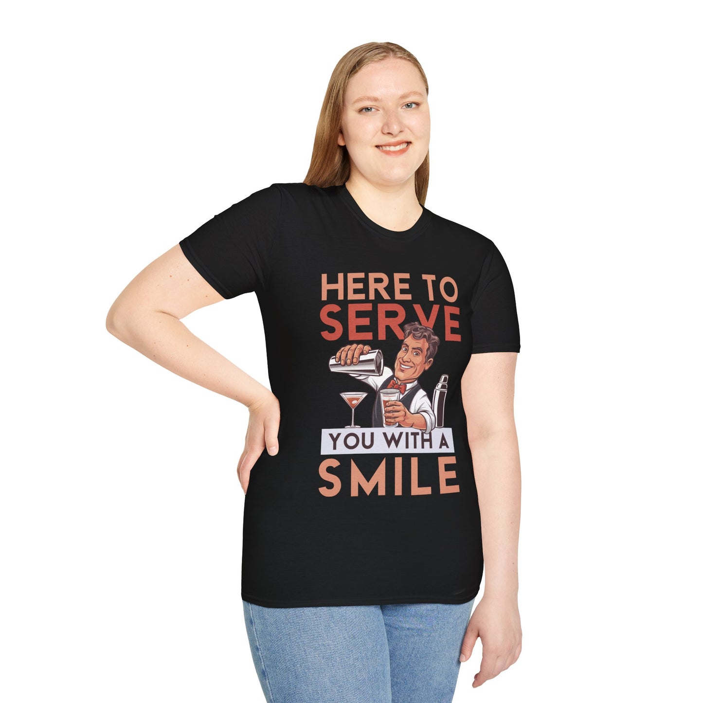 "Here to Serve You with a Smile" Softstyle T-Shirt