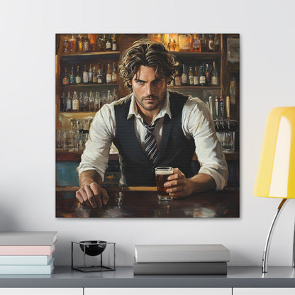 "The Bartender's Gaze" Canvas Art