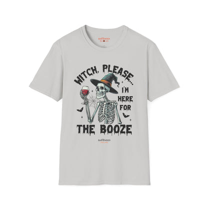 "I'm Here For The Booze" Halloween Bartender Softstyle T-Shirt