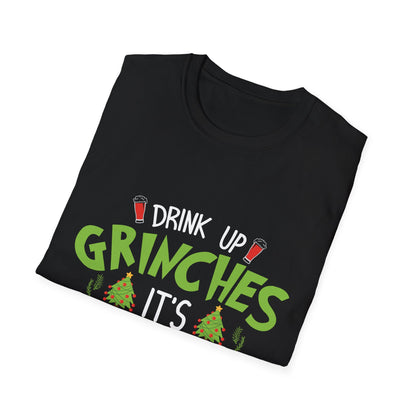 “Drink up grinches its christmas” Unisex Softstyle T-Shirt