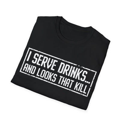 "I serve drinks and looks that kill" Men's Bartender Softstyle T-Shirt