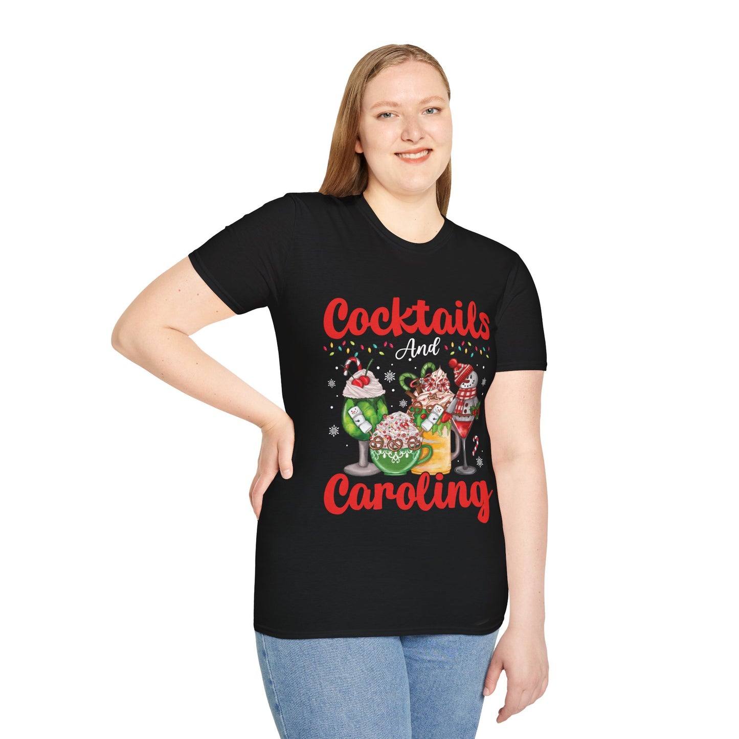 "Cocktails and Caroling" Unisex Softstyle T-Shirt