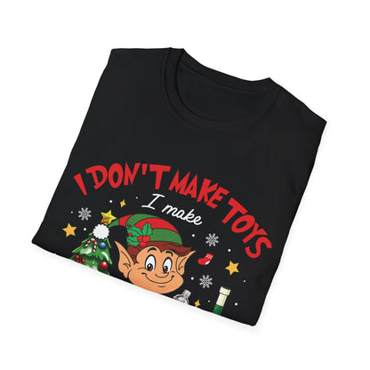 "I Don't Make Toys, I Make Cocktails" Unisex Softstyle T-Shirt