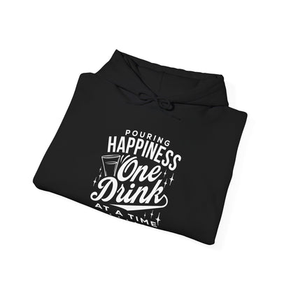 "Pouring happiness one drink at a time" Bartender Hooded Sweatshirt