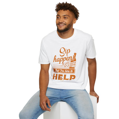 "Sip Happens But I'm Here to Help" Men's Bartender Tee