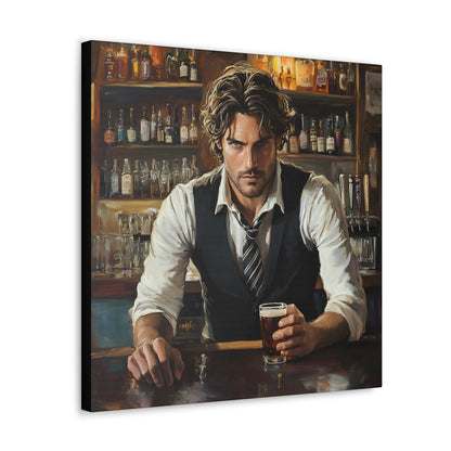 "The Bartender's Gaze" Canvas Art