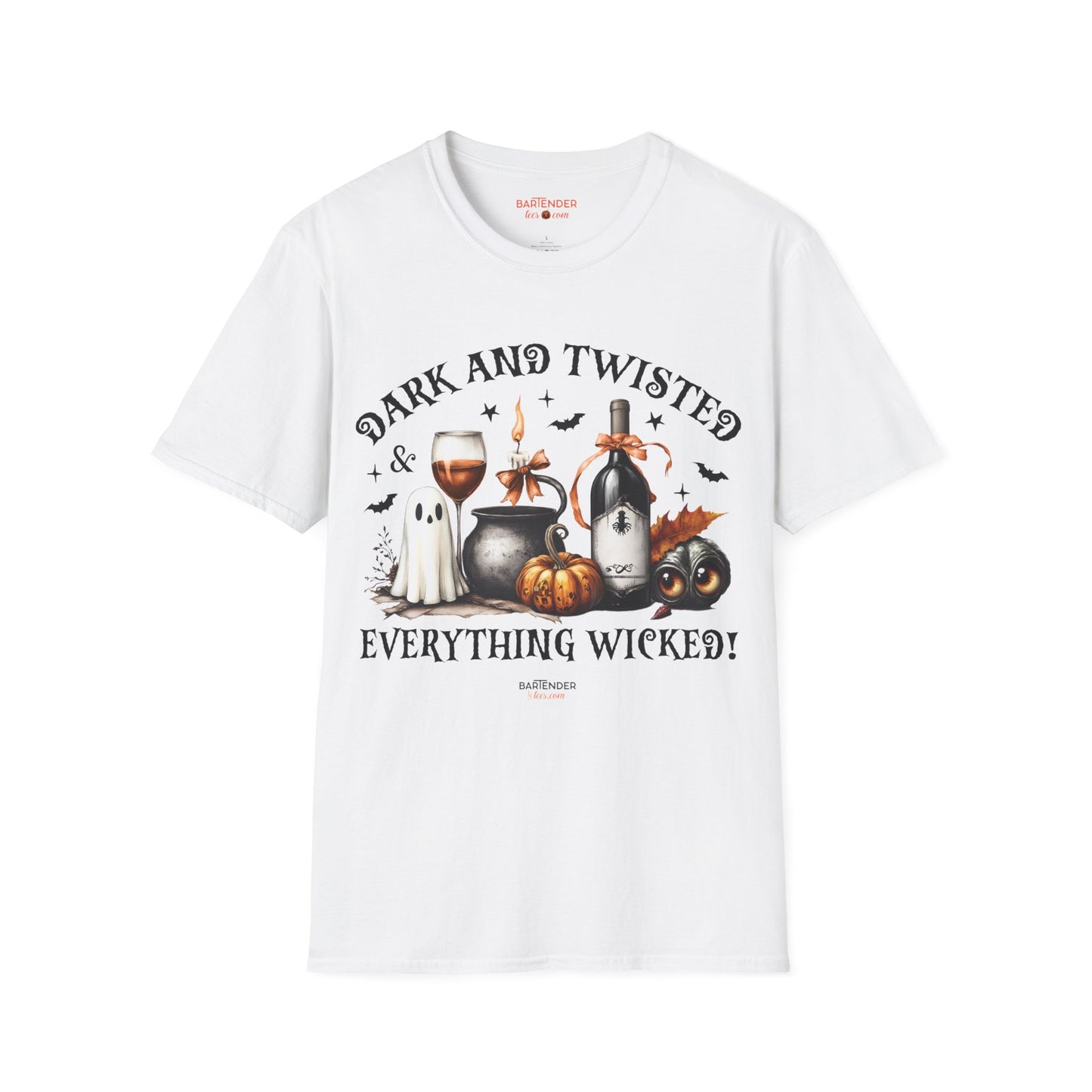 "Dark and Twisted and Everything Wicked" Halloween Bartender Softstyle T-Shirt