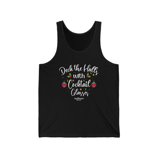 "Deck the halls with cocktail glasses" Men’s Bartender Tank Top