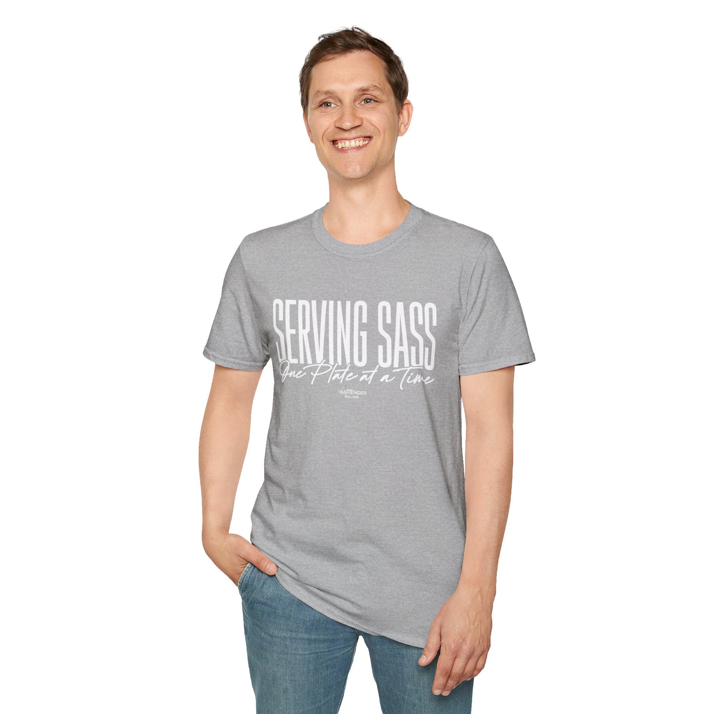 Serving Sass One Plate at a Time" Men's Bartender Tee