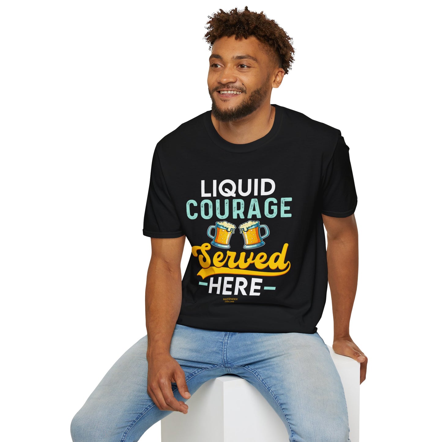 "Liquid Courage Served Here" Unisex Softstyle T-Shirt