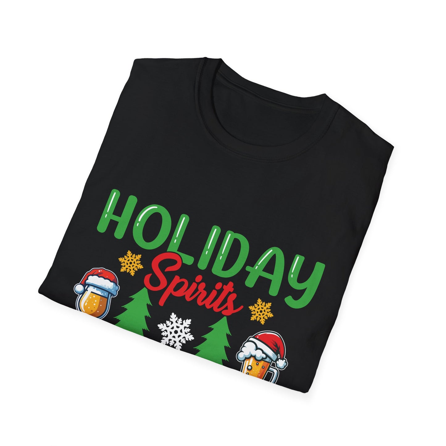 “Holiday spirits served with a sarcasm” Unisex Softstyle T-Shirt