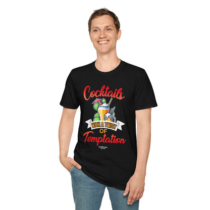 "Cocktails with a Twist of Temptation" Bartender T-shirt