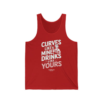 "Curves like mine drinks like yours" Men’s Bartender Tank Top