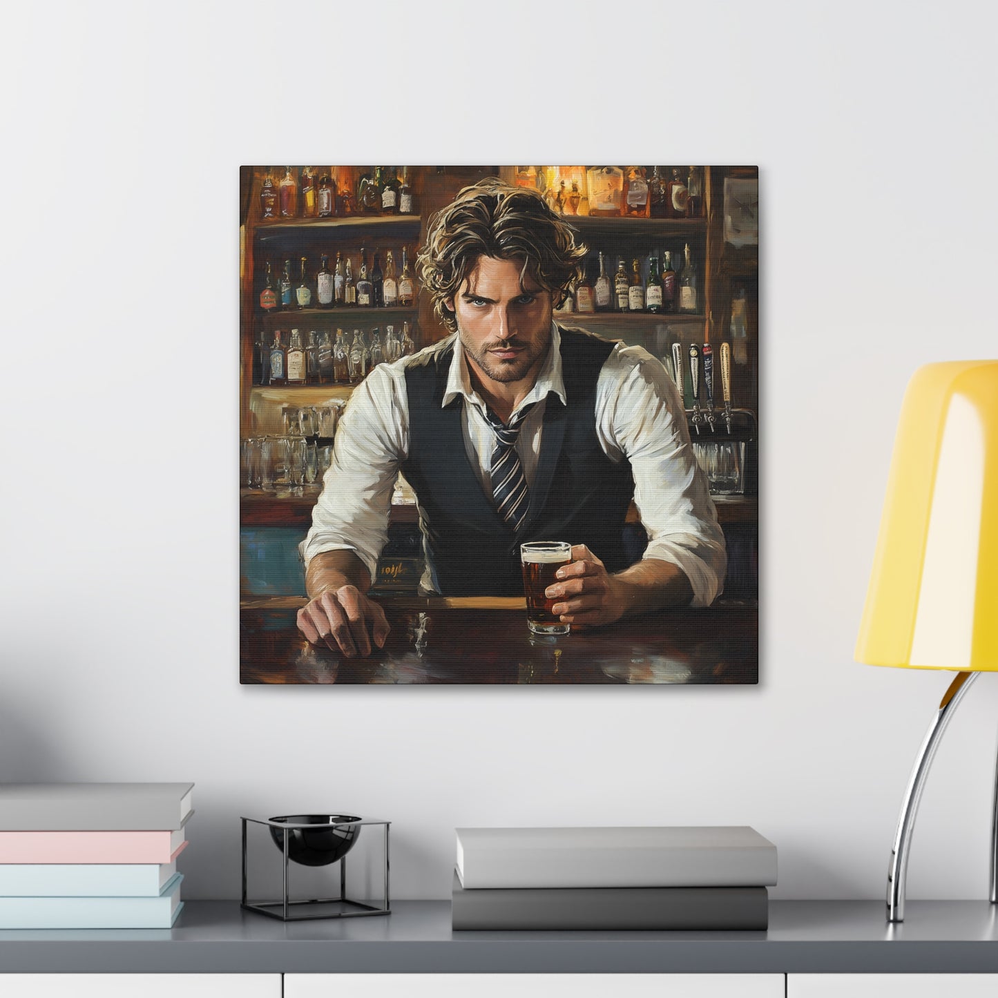 "The Bartender's Gaze" Canvas Art