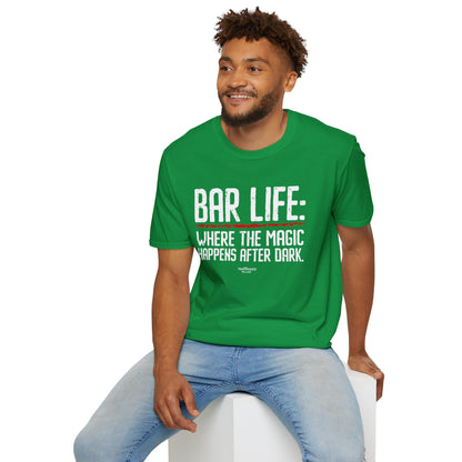 "Bar Life Where the Magic Happens After Dark" Men's Bartender Tee