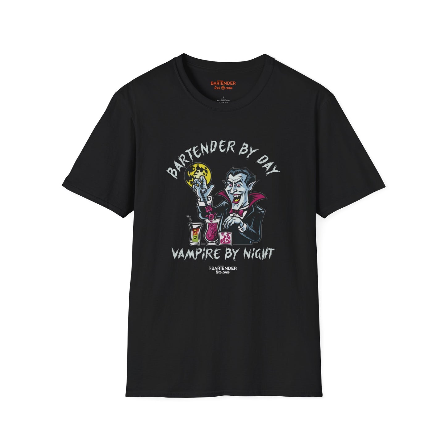 "Bartender by Day Vampire by Night" Halloween Bartender Softstyle T-Shirt