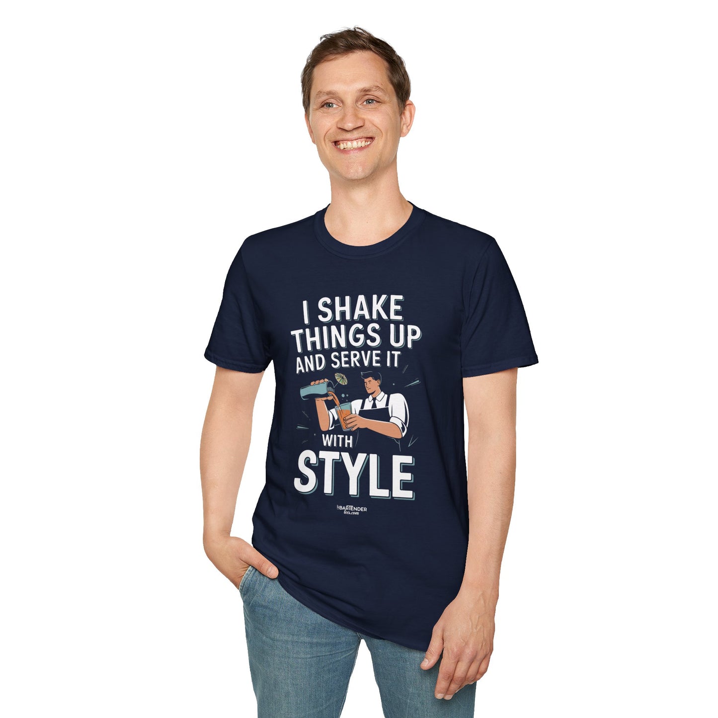 "I Shake Things Up and Serve It with Style" Unisex Softstyle T-Shirt