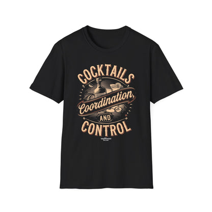 "Cocktails, Coordination, and Control" Bartender T-shirt