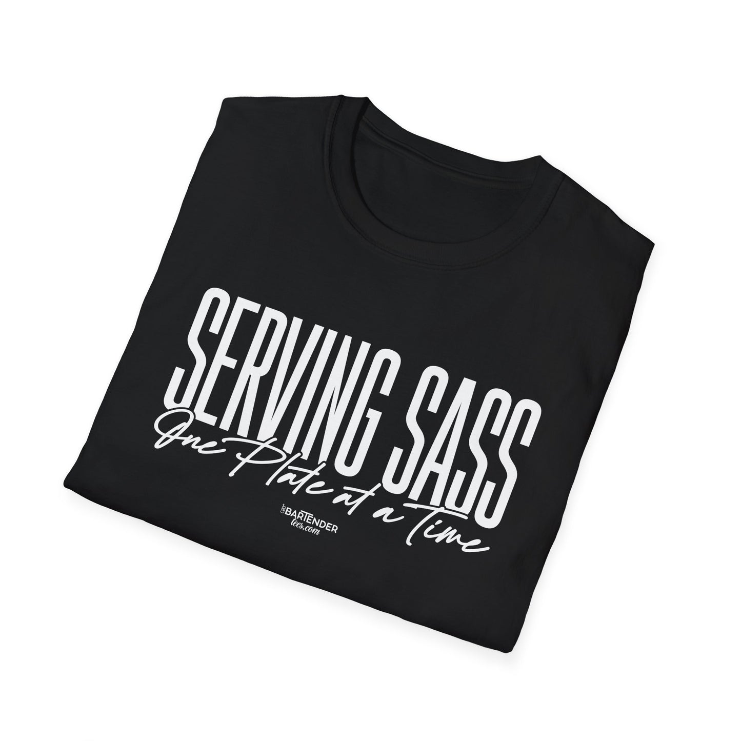 Serving Sass One Plate at a Time" Men's Bartender Tee