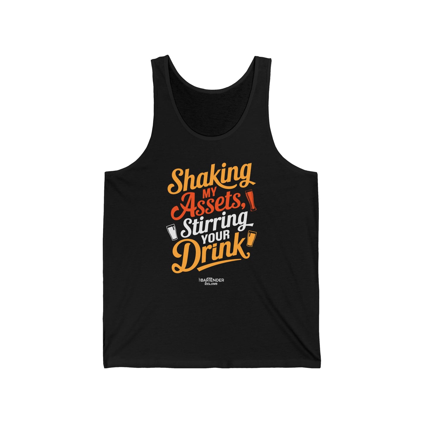 "Shaking my assets stirring your drink" Men’s Bartender Tank Top