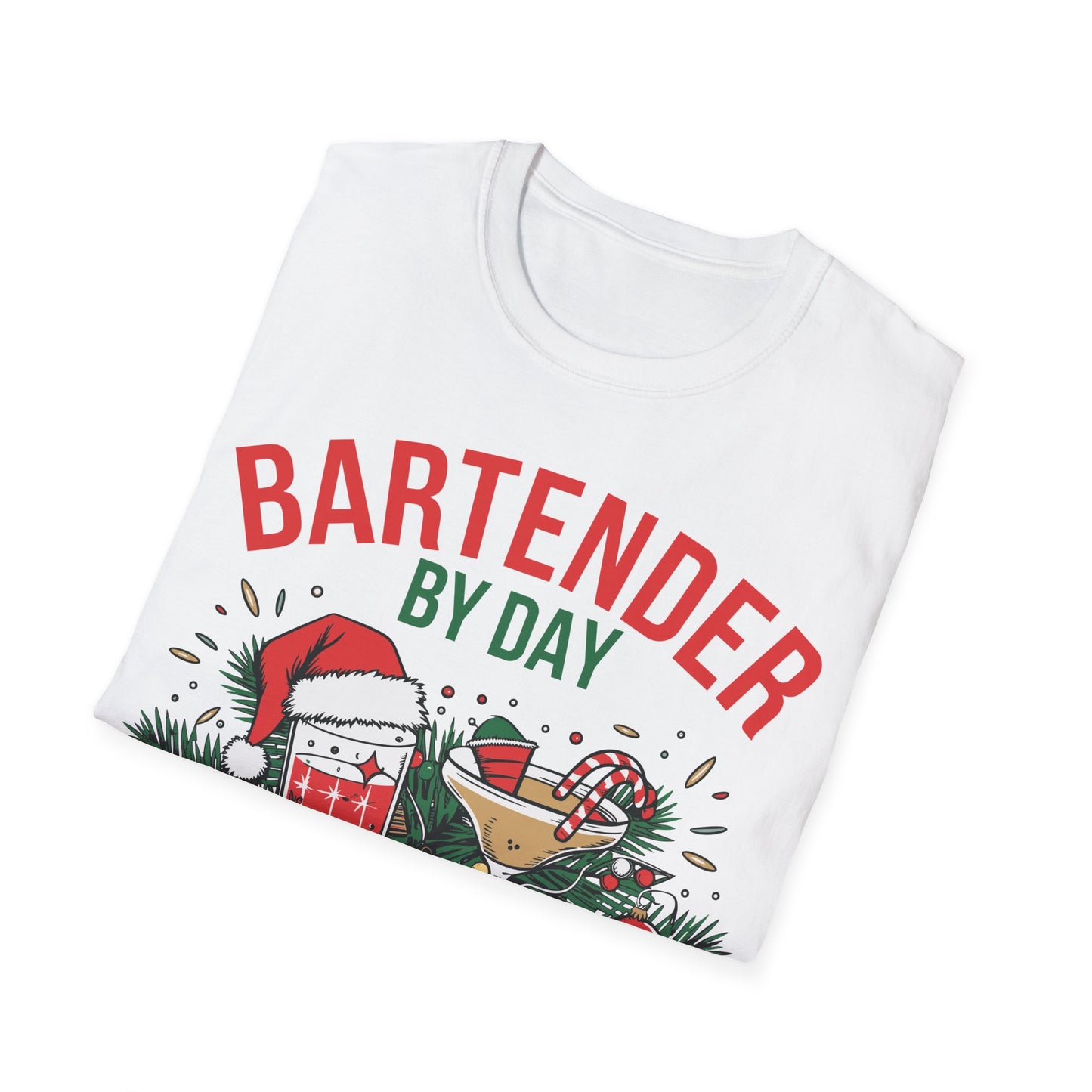 "Bartender by Day, Christmas Hero by Night" Unisex Softstyle T-Shirt