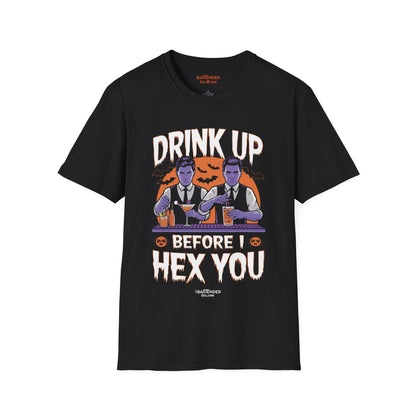 "Drink Up Before I Hex You" Halloween Bartender Softstyle T-Shirt