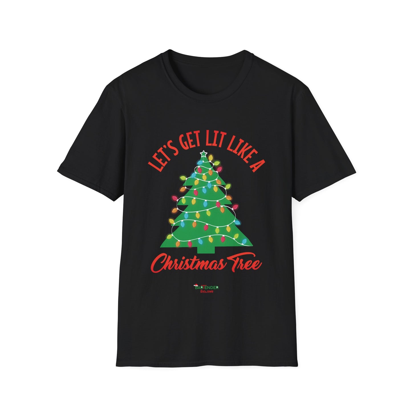 “Get Lit Like a Christmas Tree” Unisex Softstyle T-Shirt