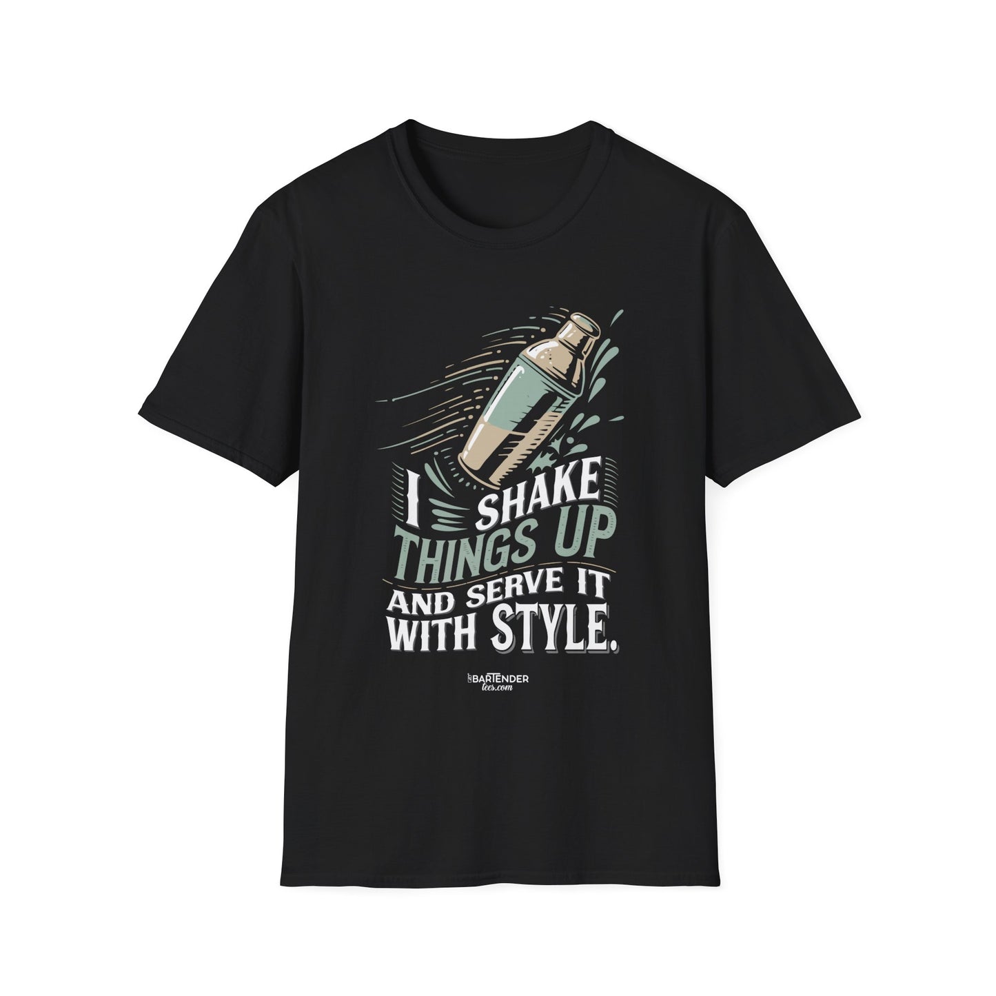 "I shake things up and serve with style" Men's Bartender Softstyle T-Shirt