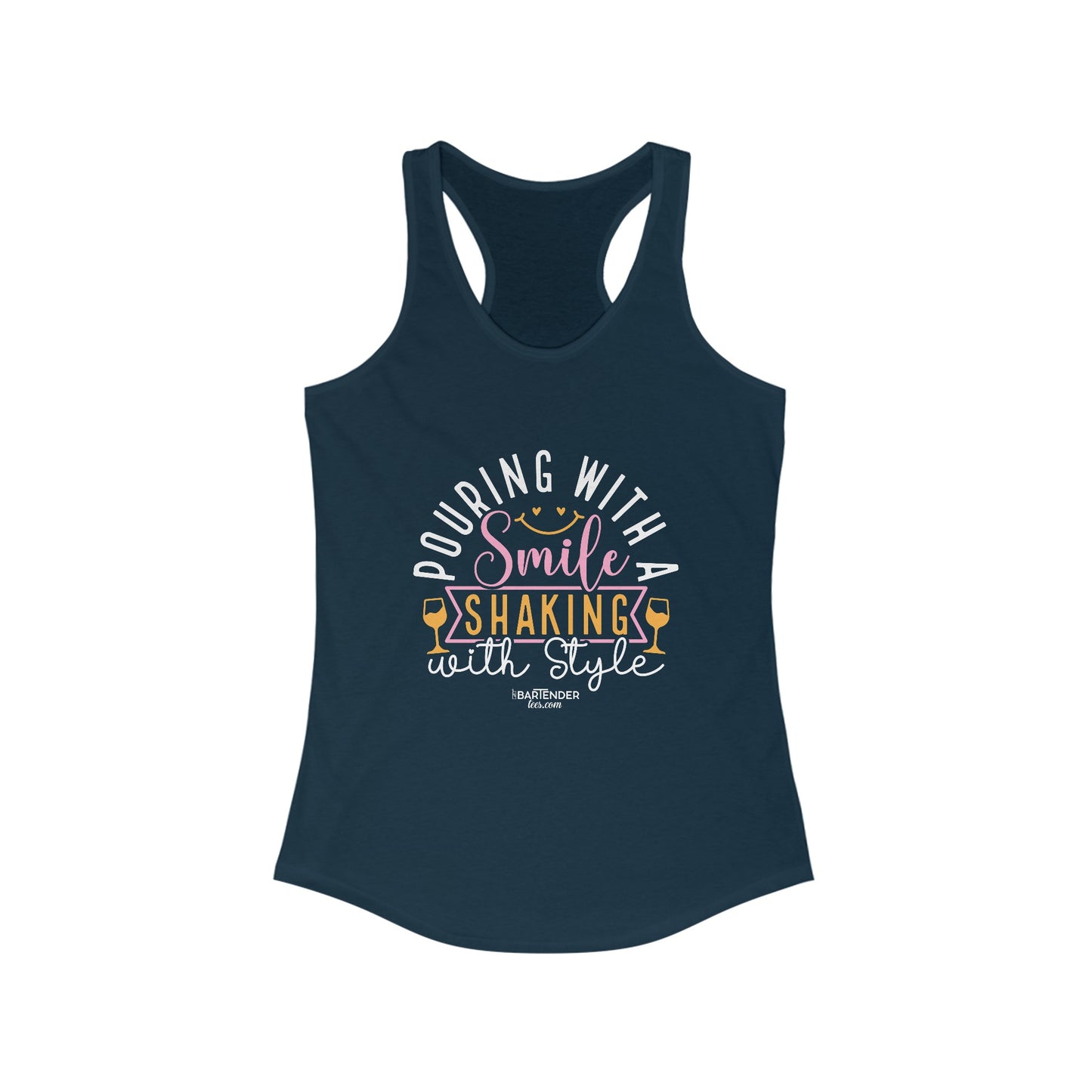 "Pouring with a smile shaking with style" Women's Bartender Tank Tops