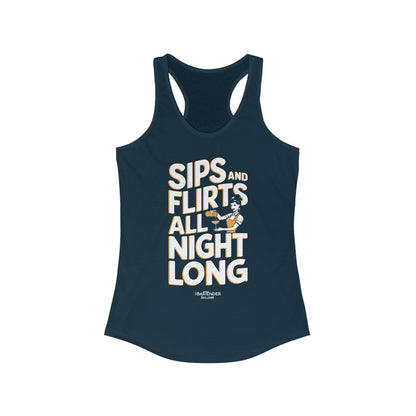 "Sips and flirts all night long" Women's Bartender Tank Tops