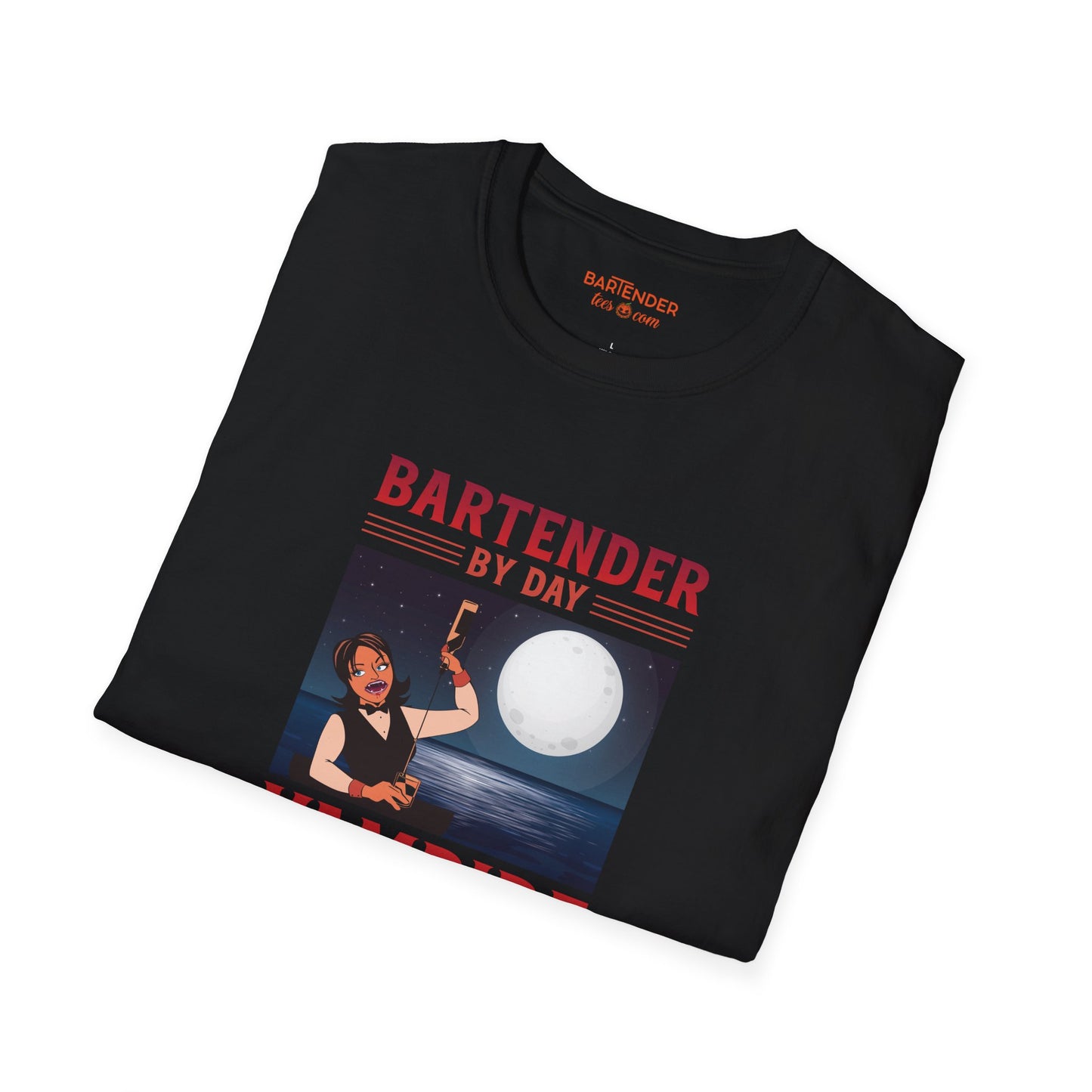 "Bartender by Day Vampire by Night" Halloween Bartender Softstyle T-Shirt