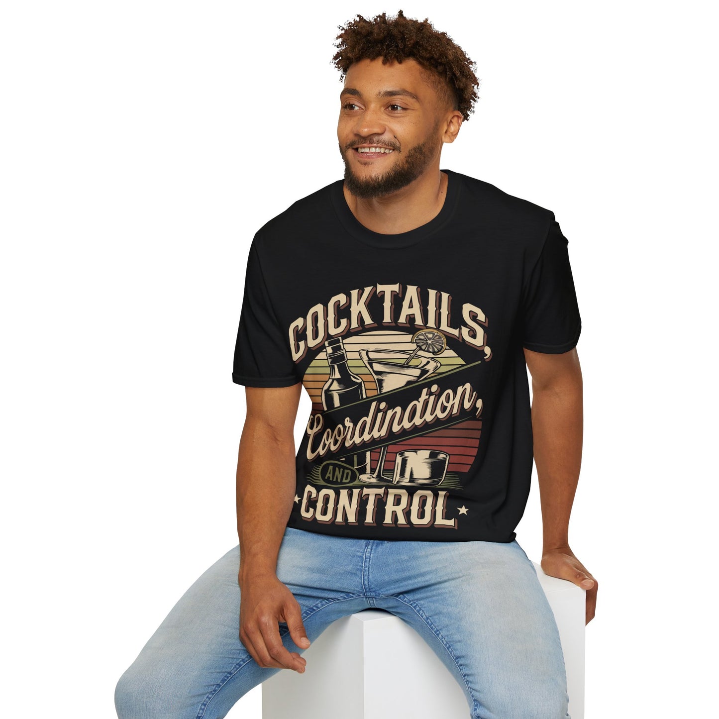 "Cocktails, Coordination, and Control" Unisex Softstyle T-Shirt