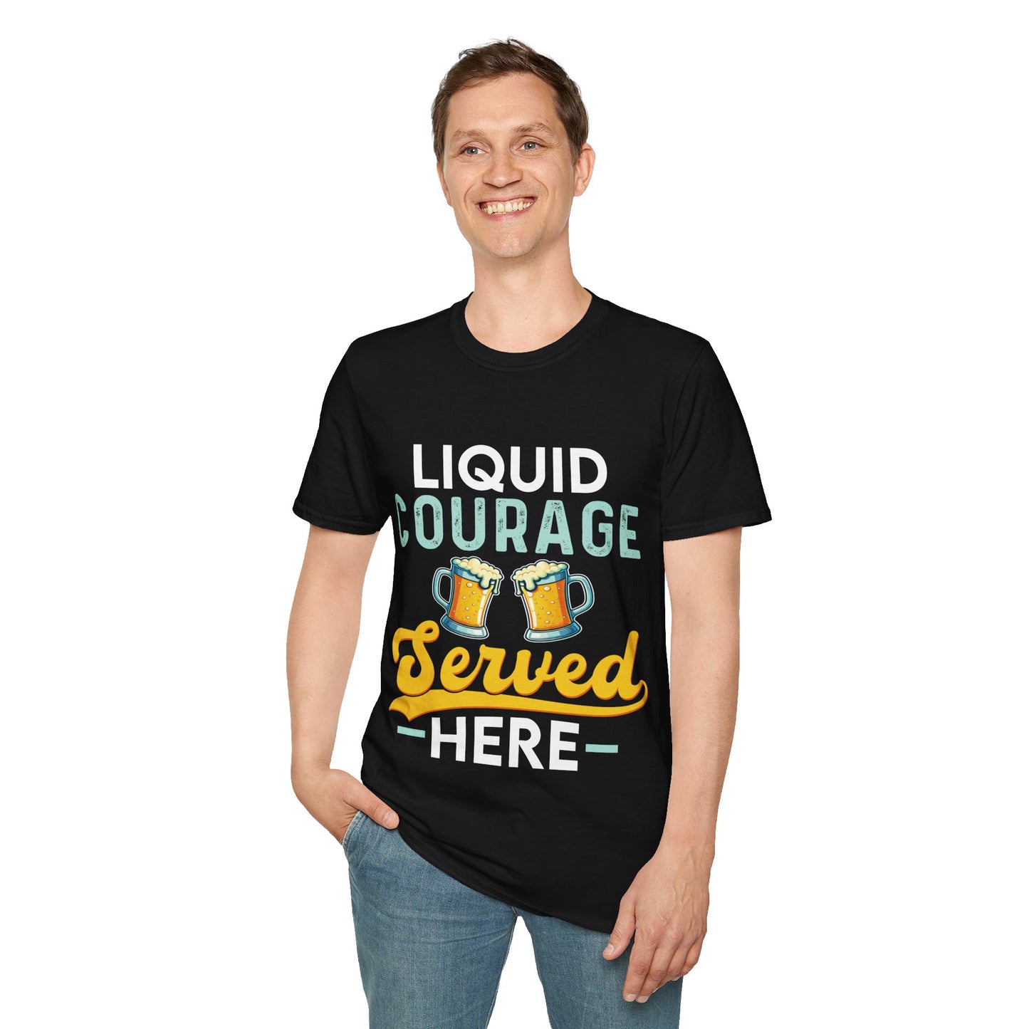 "Liquid Courage Served Here" Unisex Softstyle T-Shirt