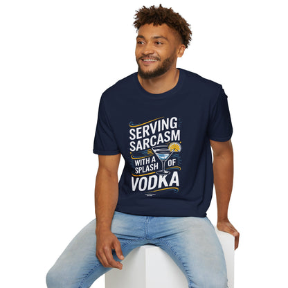 "Serving Sarcasm with a Splash of Vodka" Unisex Softstyle T-Shirt