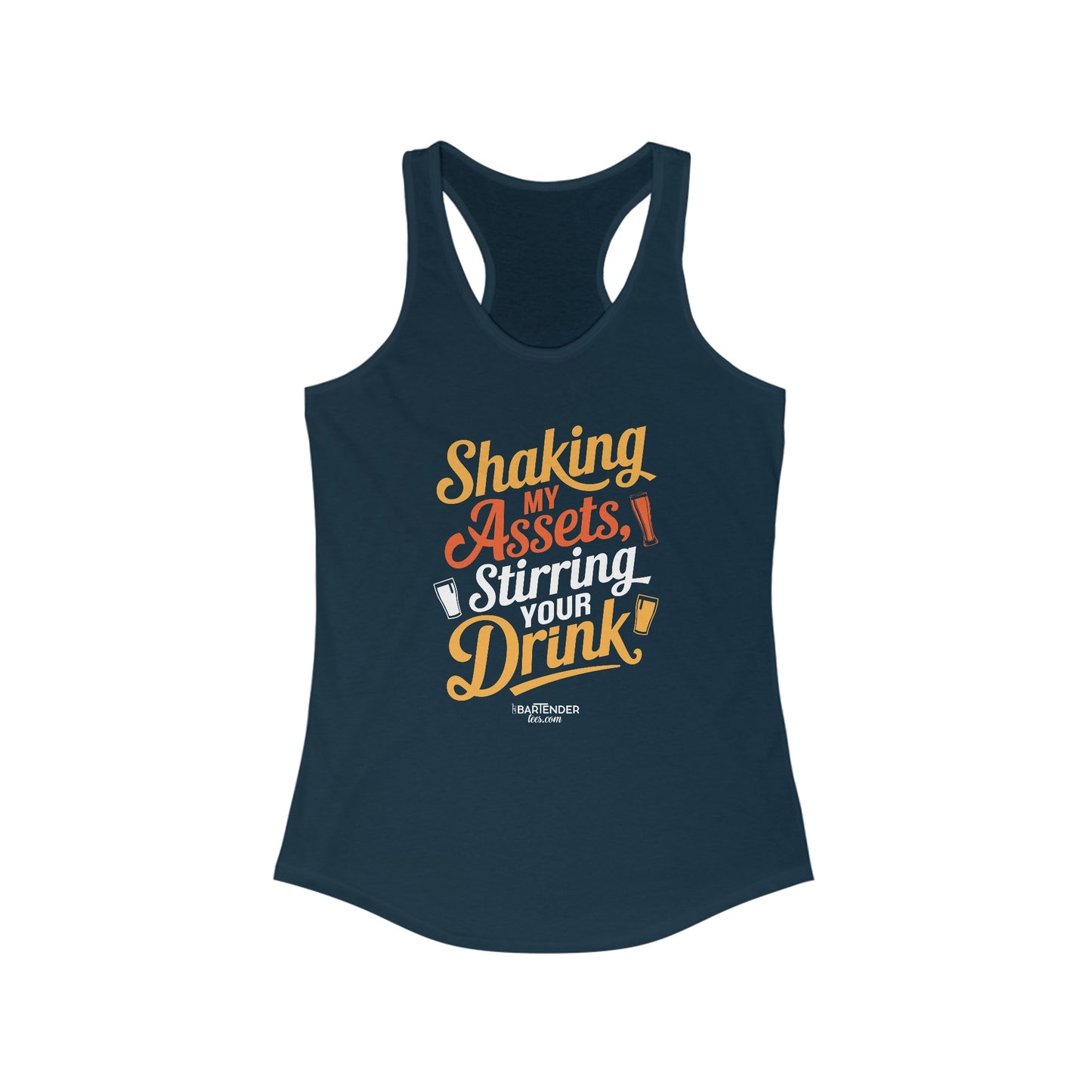 "Shaking my assets stirring your drink" Women's Bartender Tank Tops