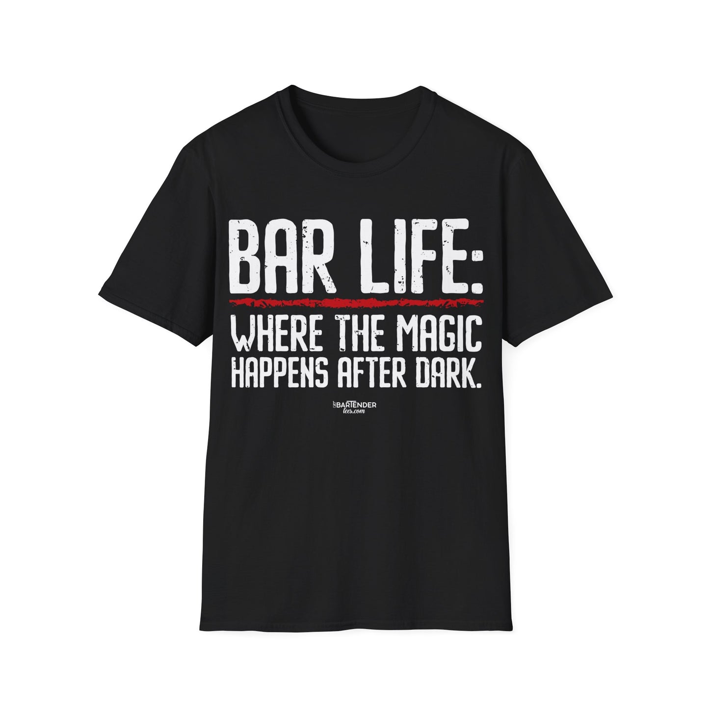 "Bar Life Where the Magic Happens After Dark" Men's Bartender Softstyle T-Shirt