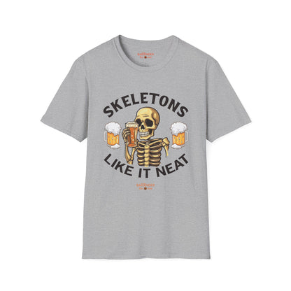 "Skeletons Like It Neat" Halloween Bartender Softstyle T-Shirt