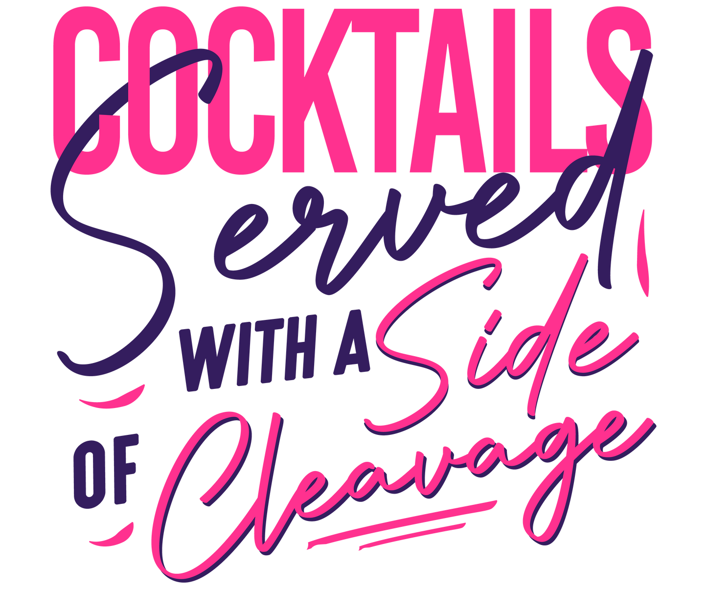 "Cocktails Served with a Side of Cleavage" Bartender T-shirt