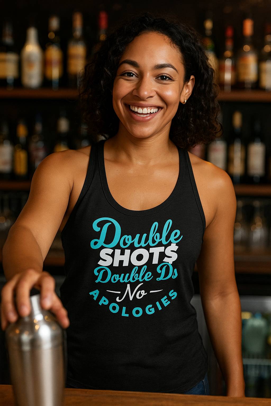 "Double shots double ds no apologies" Women's Bartender Tank Tops