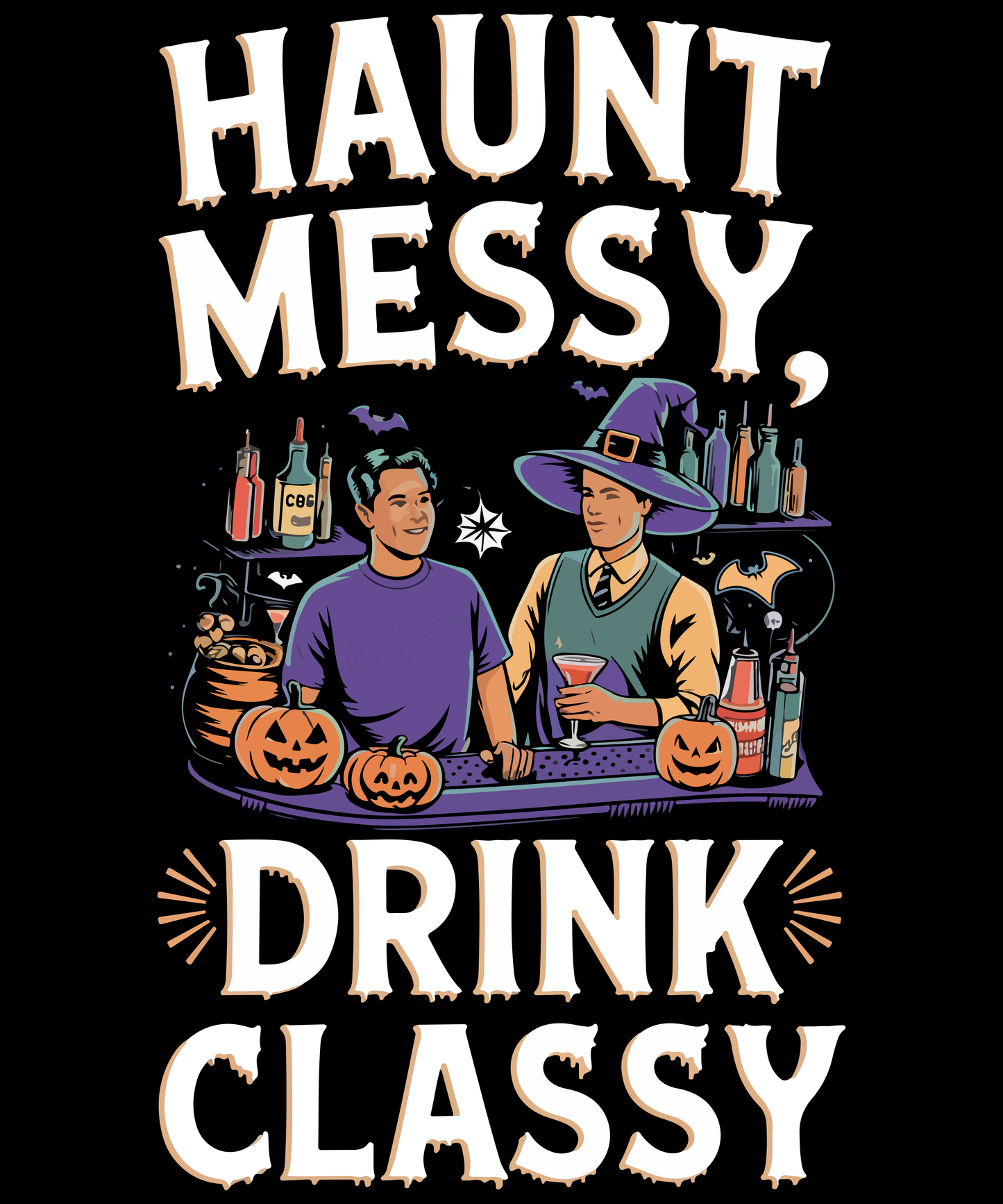 "Haunt Messy, Drink Classy" Halloween Bartender Tee