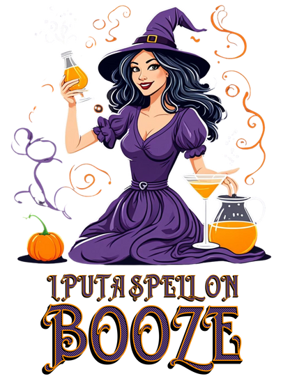 "I Put a Spell on Booze" Halloween Bartender Tee