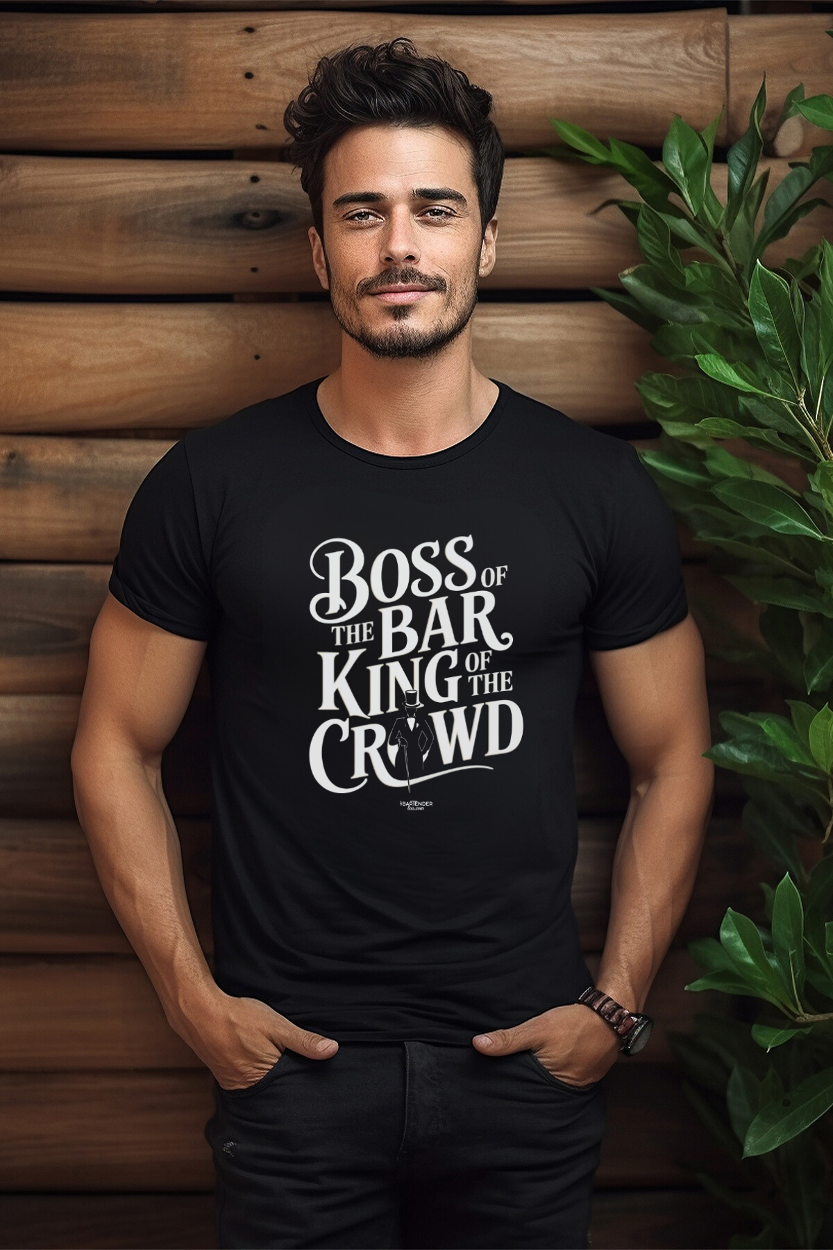 "Boss of the Bar, King of the Crowd" Men's Bartender Tee