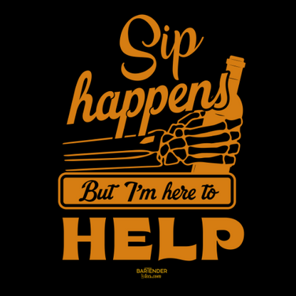 "Sip Happens But I'm Here to Help" Men's Bartender Tee