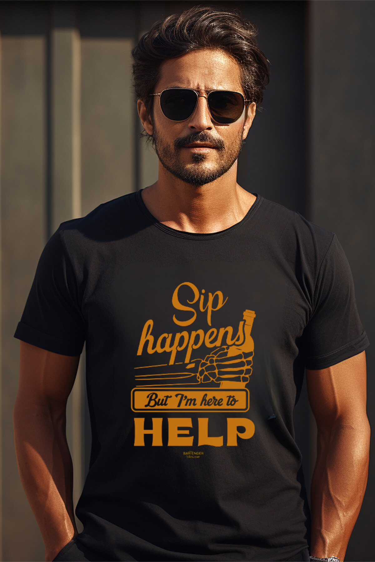 "Sip Happens But I'm Here to Help" Men's Bartender Tee