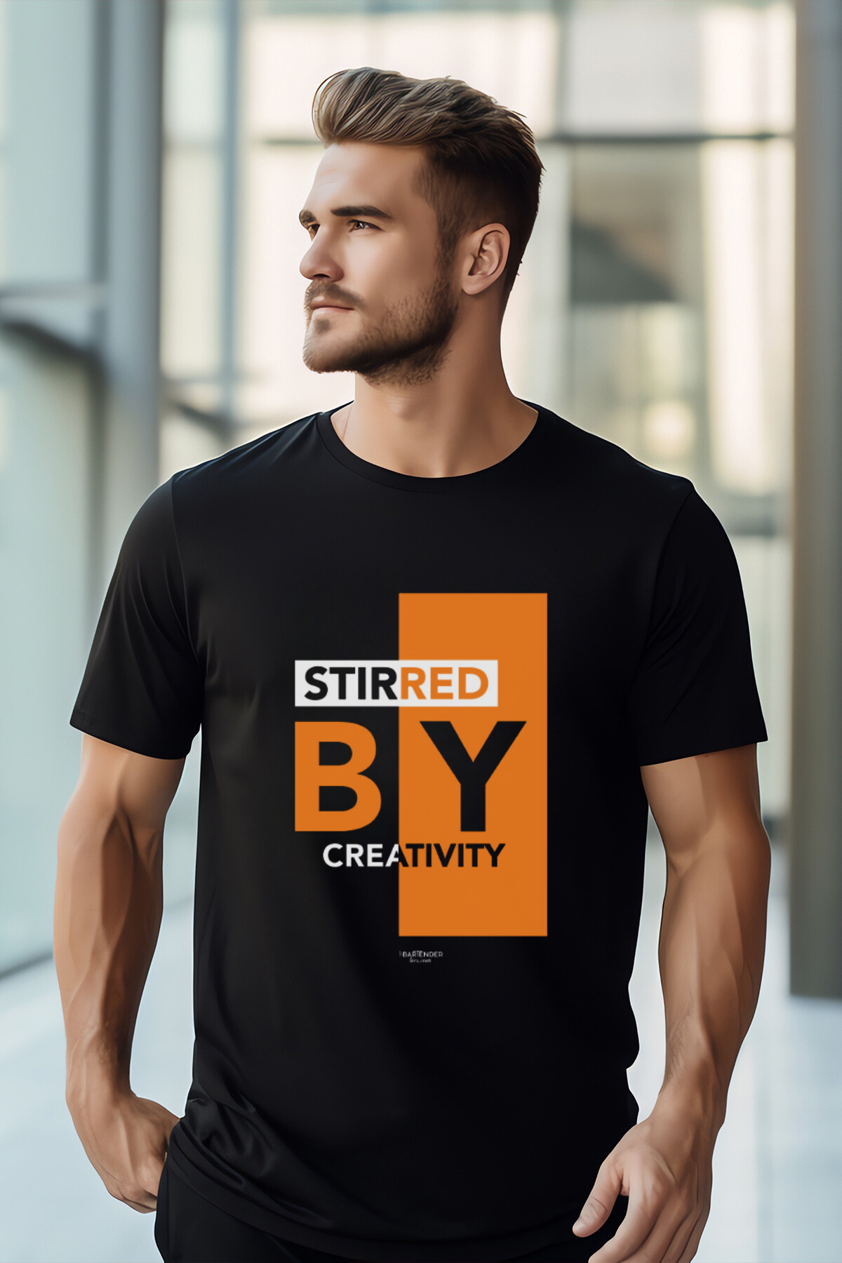 "Stirred by Creativity" Men's Bartender Tee