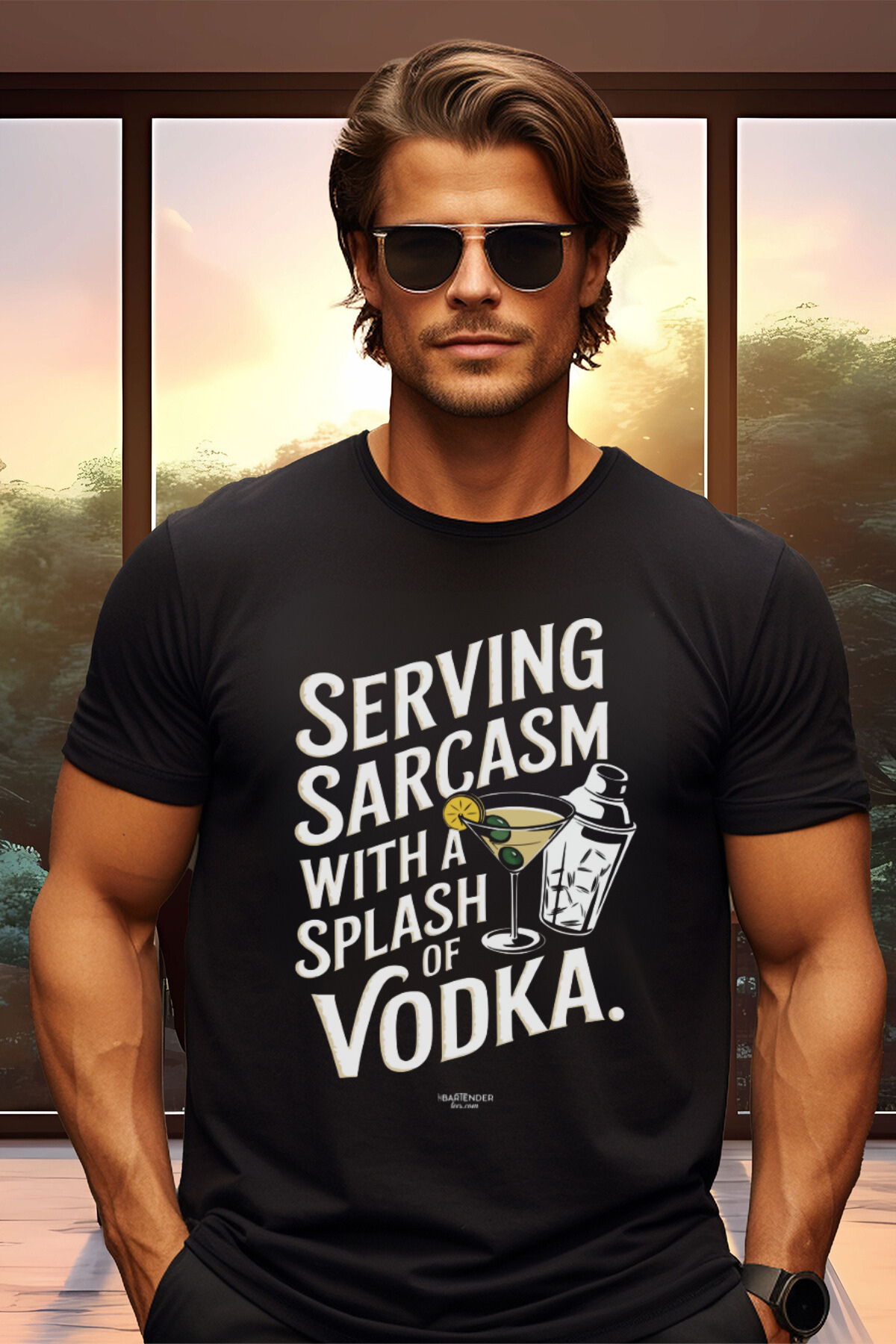 "Serving Sarcasm with a Splash of Vodka" Unisex Softstyle T-Shirt