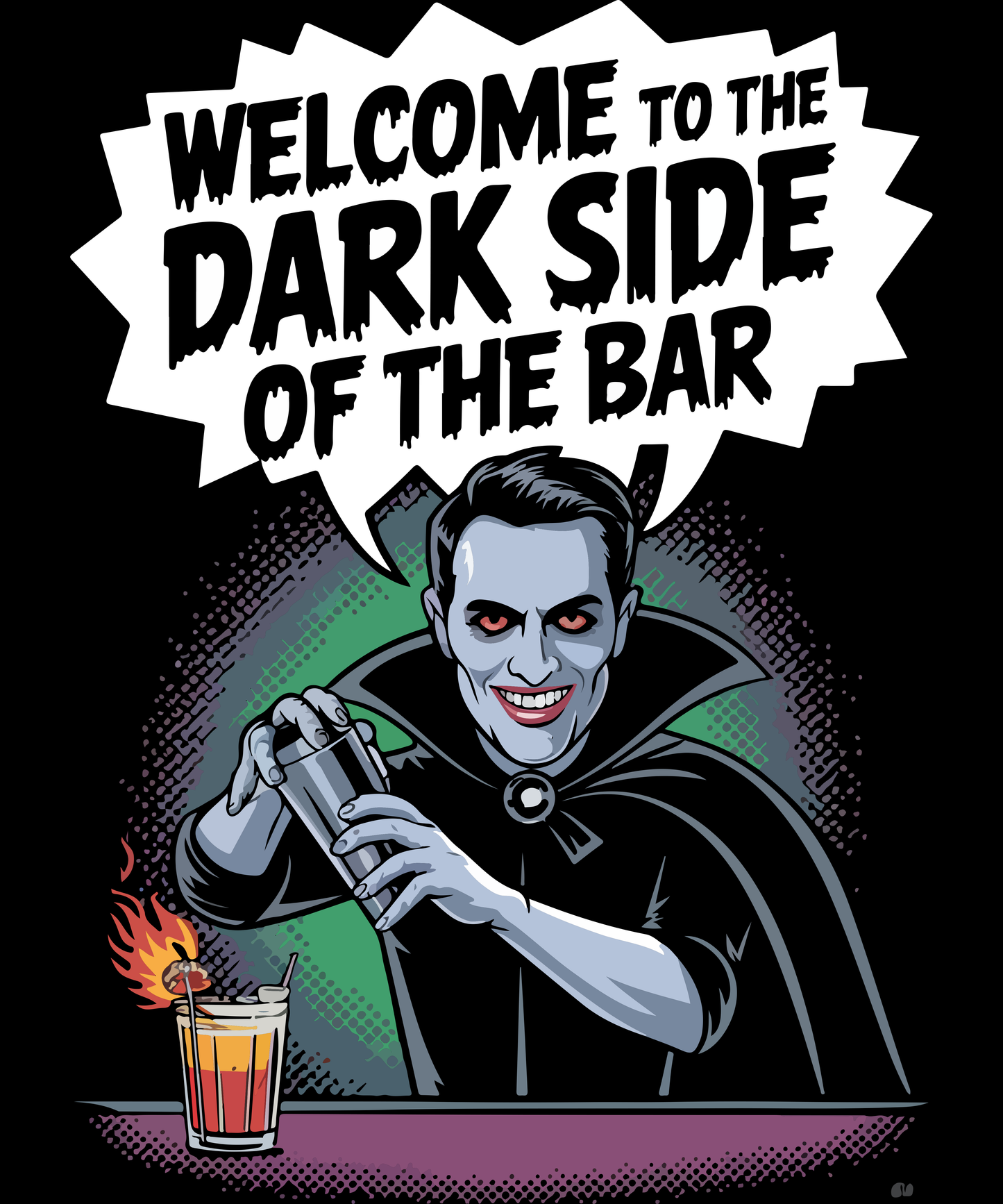 "Welcome to the Dark Side of the Bar" Bartender Halloween Tee