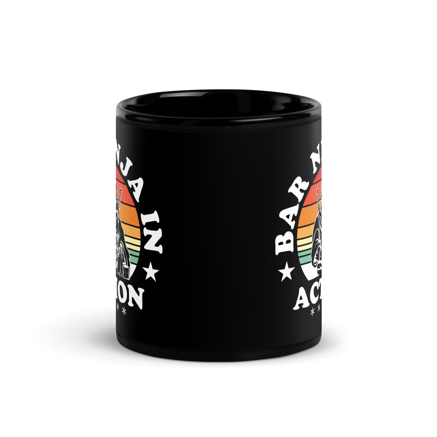 "Bar Ninja in Action" Black Glossy Mug