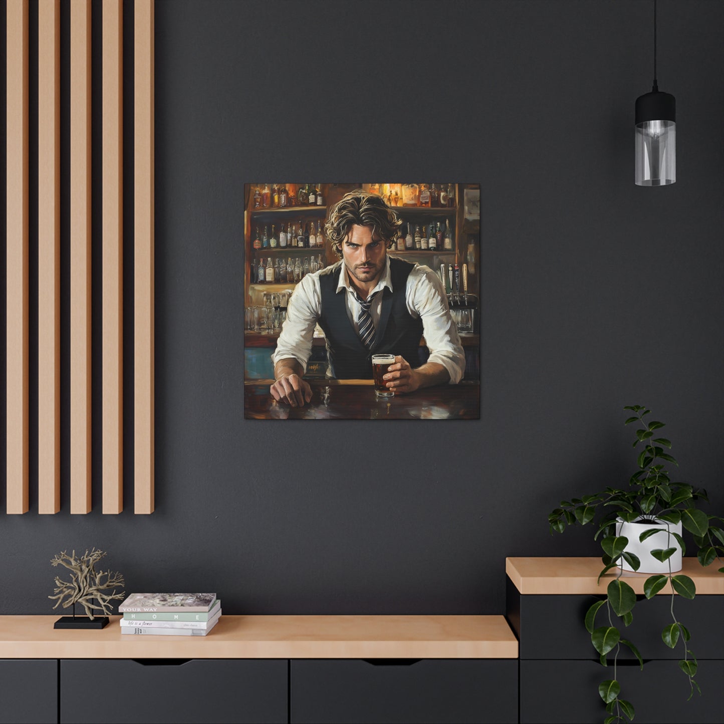 "The Bartender's Gaze" Canvas Art