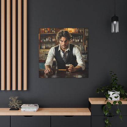 "The Bartender's Gaze" Canvas Art